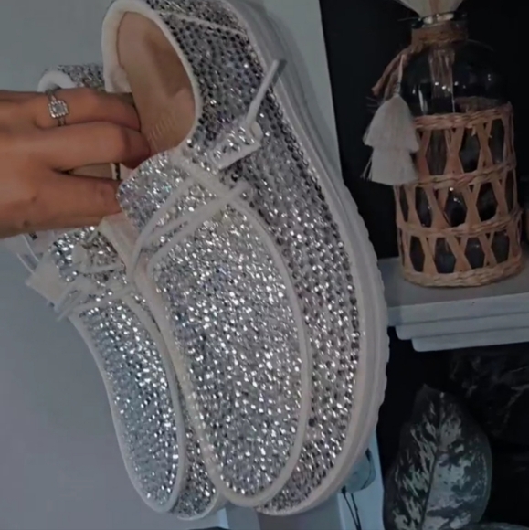 Bling Bedazzled Sparkle Hey Dude Shoes Slip On custom rhinestoned by hand - Picture 9 of 9